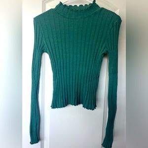 Zara long sleeve blouse with ruffled neckline